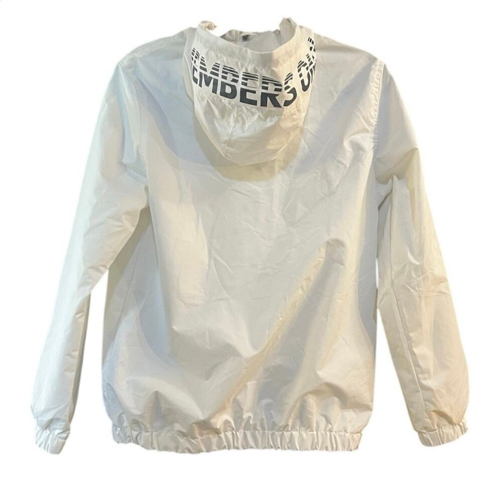 Members Only White Black Windbreaker Jacket XS Quarter Zip Hooded Pullover - Picture 4 of 14